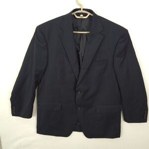 Lauren Ralph Lauren Blazer Mens 44R Navy Blue Pinstripe 100% Wool Jacket